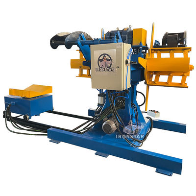 “5 Ton 500mm Width Double Head Hydraulic Decoiler With Loading Car Automatic Steel Coil Uncoiler For Roll Forming Line High Productivity Double Mandrel Hydraulic Decoiler  ”