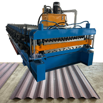 “Ironstar CE Certified European Standard Double Layer Roll Forming Machine 5 Rib and 6 Rib Trapezoidal Sheet Automatic Metal Roofing Sheet Making Machine Roof Panel Production Line for Hungary”